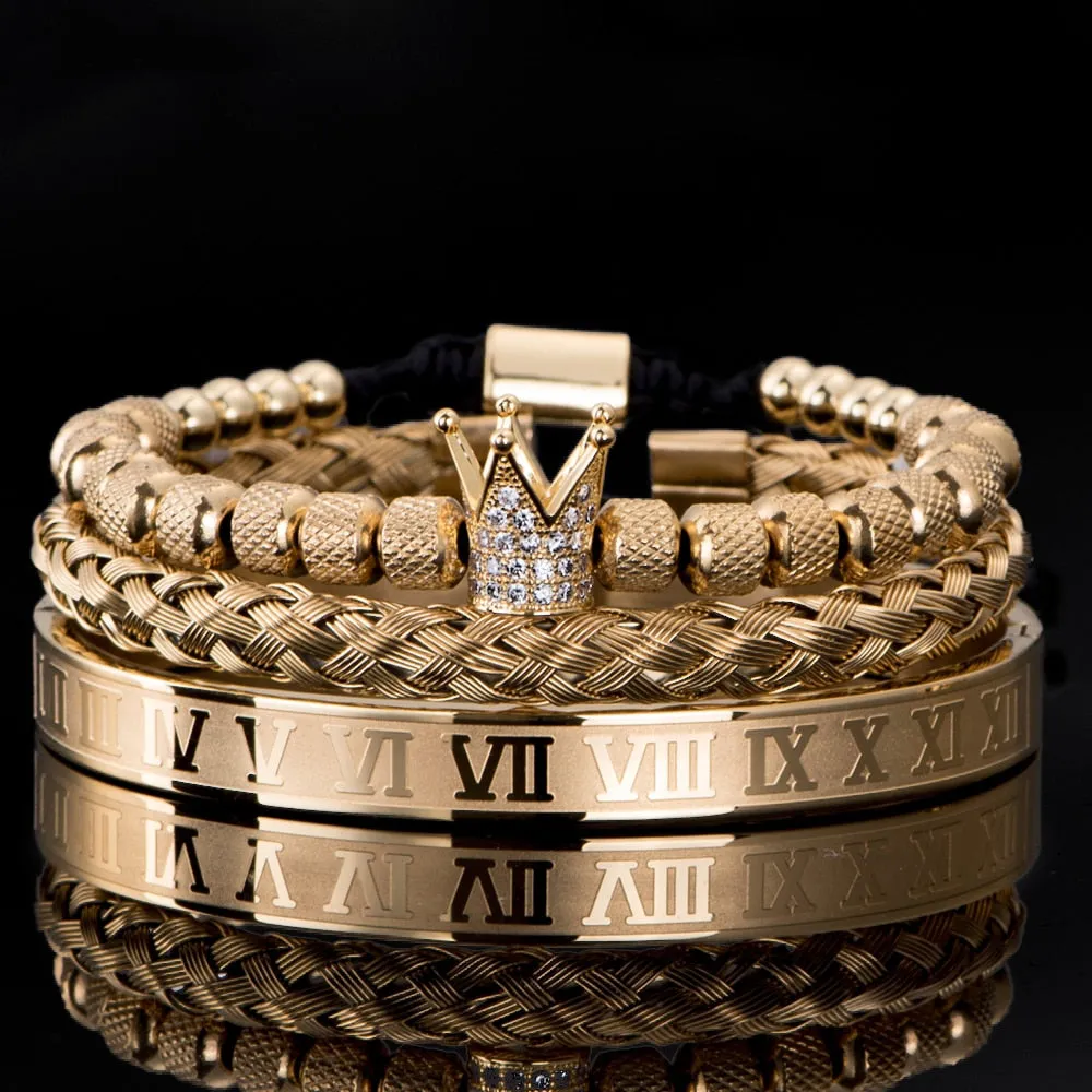 Men's Stainless Steel Crystals Handmade Bracelet Bangle