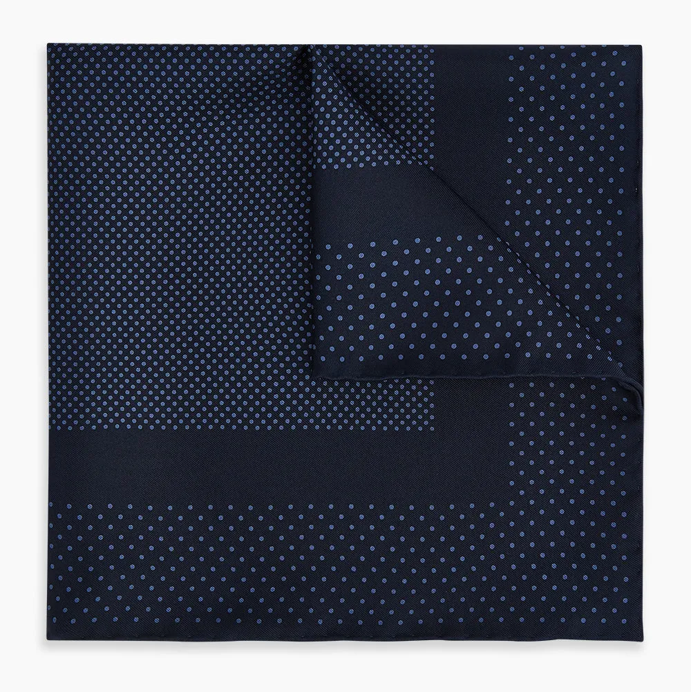 Midnight Blue Dot Silk Pocket Square