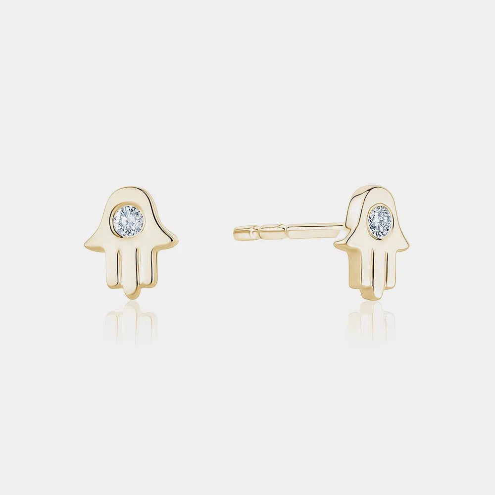 Mini Diamond Hamsa Studs