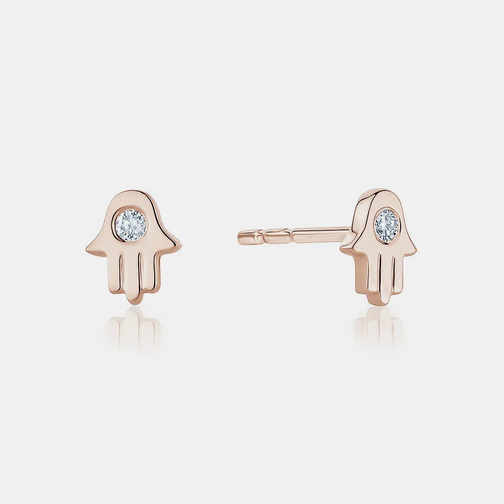 Mini Diamond Hamsa Studs