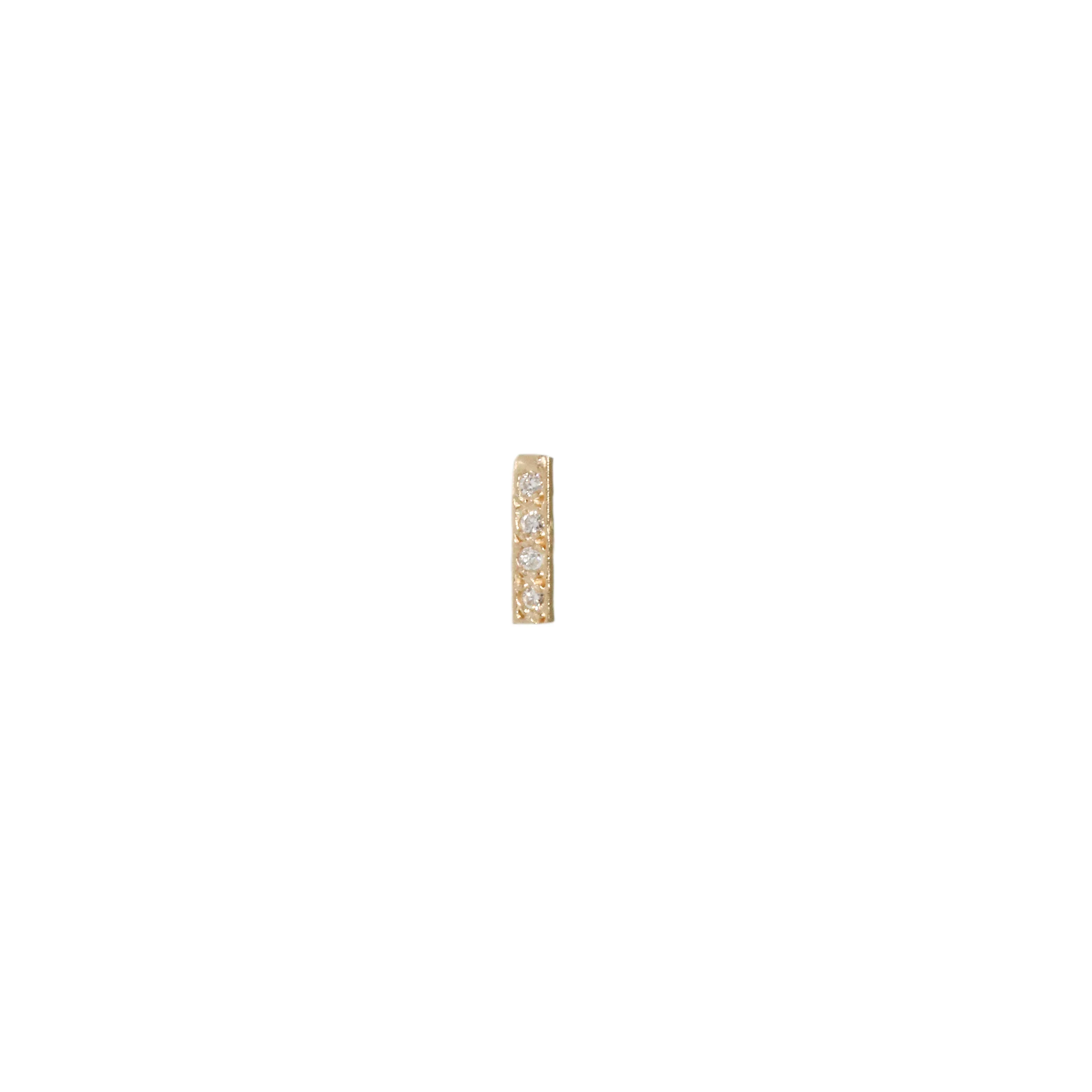 Mini Pave Diamond Bar Stud Earring