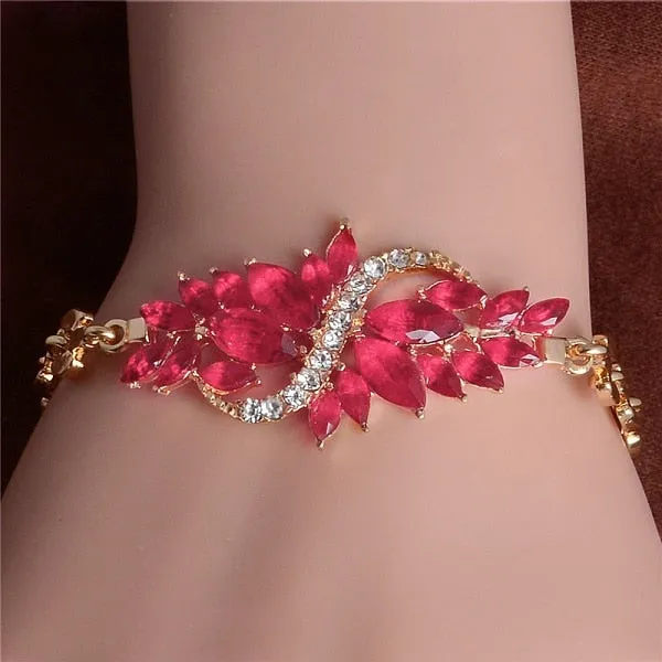 MISANANRYNE New 5 colors Beautiful Bracelet for Women Colorful Austrian Crystal Fashion Heart Chain Bracelet Wholesale