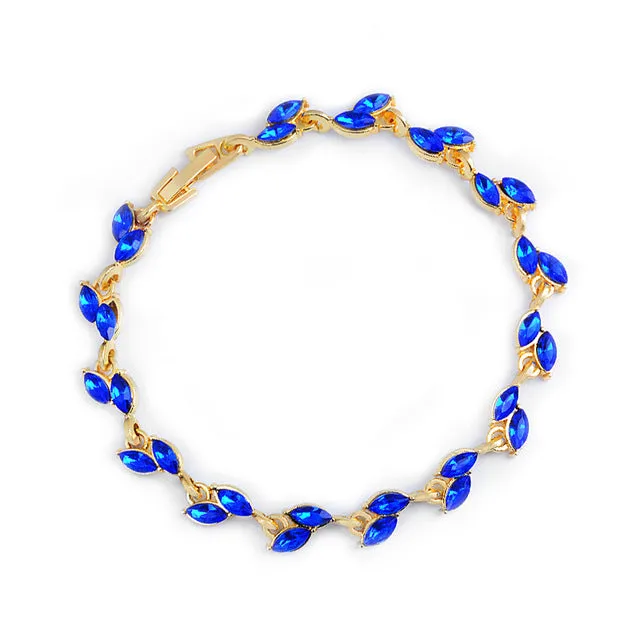 MISANANRYNE New 5 colors Beautiful Bracelet for Women Colorful Austrian Crystal Fashion Heart Chain Bracelet Wholesale