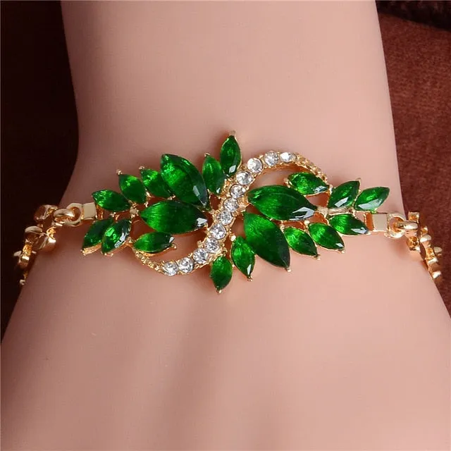 MISANANRYNE New 5 colors Beautiful Bracelet for Women Colorful Austrian Crystal Fashion Heart Chain Bracelet Wholesale