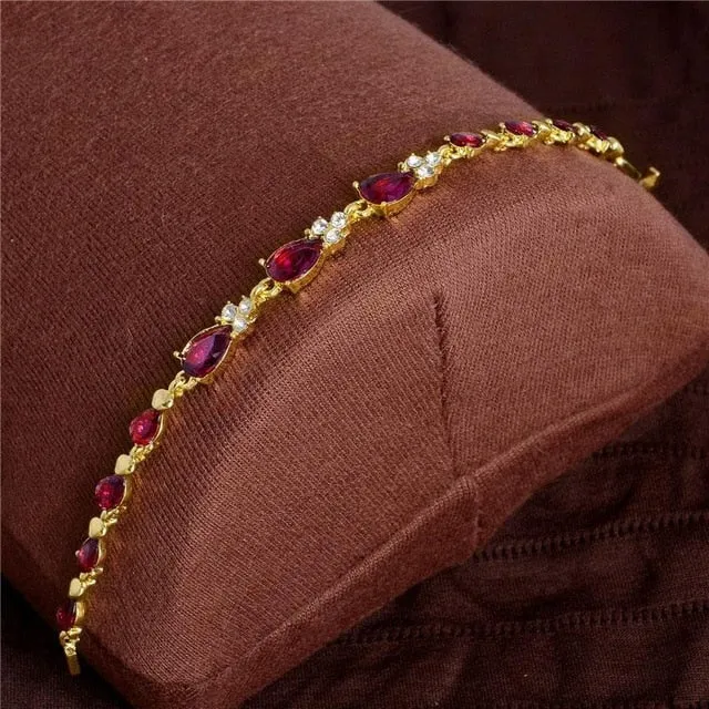 MISANANRYNE New 5 colors Beautiful Bracelet for Women Colorful Austrian Crystal Fashion Heart Chain Bracelet Wholesale
