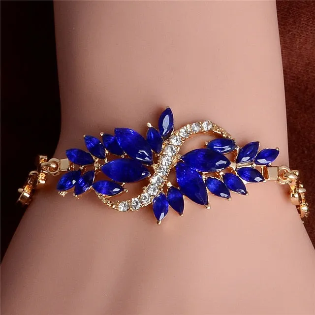 MISANANRYNE New 5 colors Beautiful Bracelet for Women Colorful Austrian Crystal Fashion Heart Chain Bracelet Wholesale