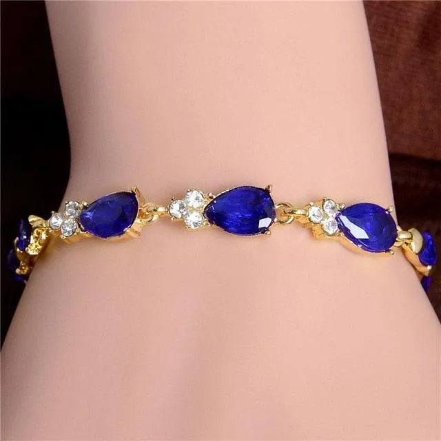 MISANANRYNE New 5 colors Beautiful Bracelet for Women Colorful Austrian Crystal Fashion Heart Chain Bracelet Wholesale