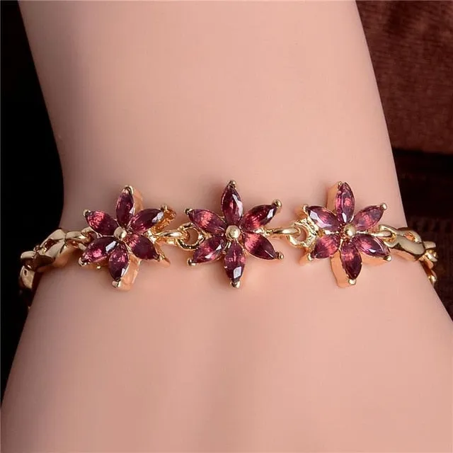 MISANANRYNE New 5 colors Beautiful Bracelet for Women Colorful Austrian Crystal Fashion Heart Chain Bracelet Wholesale