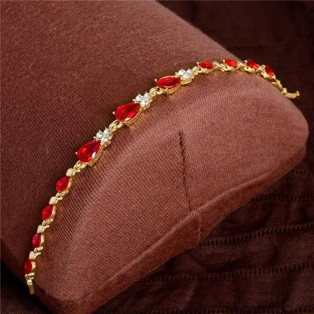 MISANANRYNE New 5 colors Beautiful Bracelet for Women Colorful Austrian Crystal Fashion Heart Chain Bracelet Wholesale