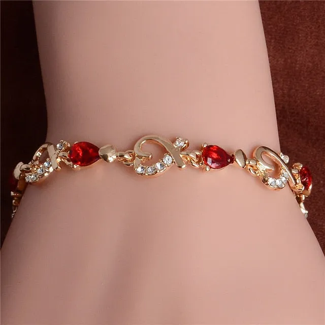 MISANANRYNE New 5 colors Beautiful Bracelet for Women Colorful Austrian Crystal Fashion Heart Chain Bracelet Wholesale