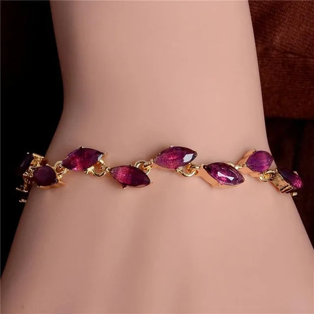 MISANANRYNE New 5 colors Beautiful Bracelet for Women Colorful Austrian Crystal Fashion Heart Chain Bracelet Wholesale