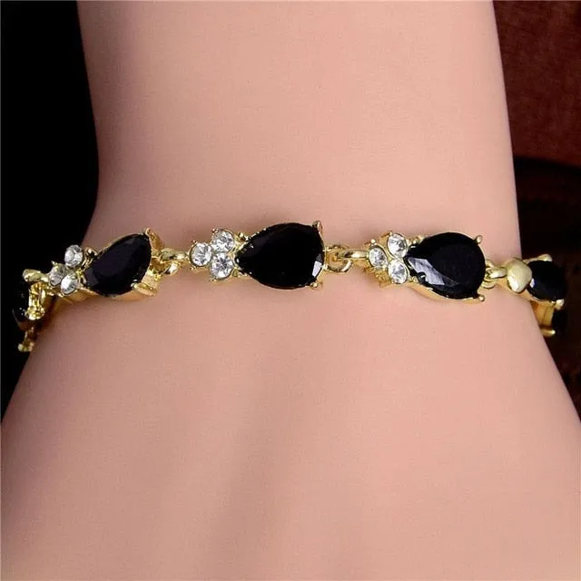 MISANANRYNE New 5 colors Beautiful Bracelet for Women Colorful Austrian Crystal Fashion Heart Chain Bracelet Wholesale