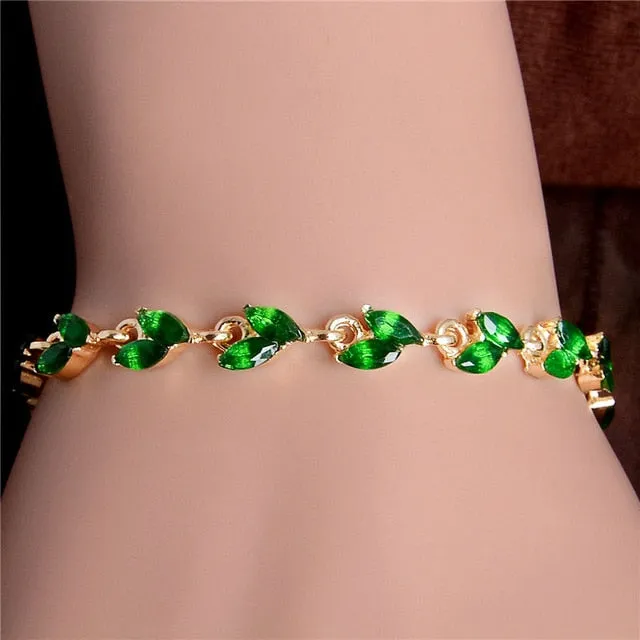 MISANANRYNE New 5 colors Beautiful Bracelet for Women Colorful Austrian Crystal Fashion Heart Chain Bracelet Wholesale