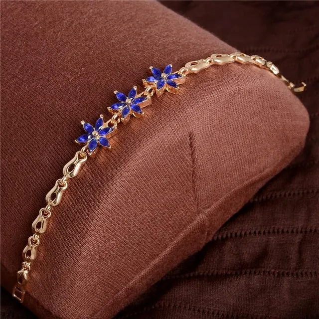 MISANANRYNE New 5 colors Beautiful Bracelet for Women Colorful Austrian Crystal Fashion Heart Chain Bracelet Wholesale