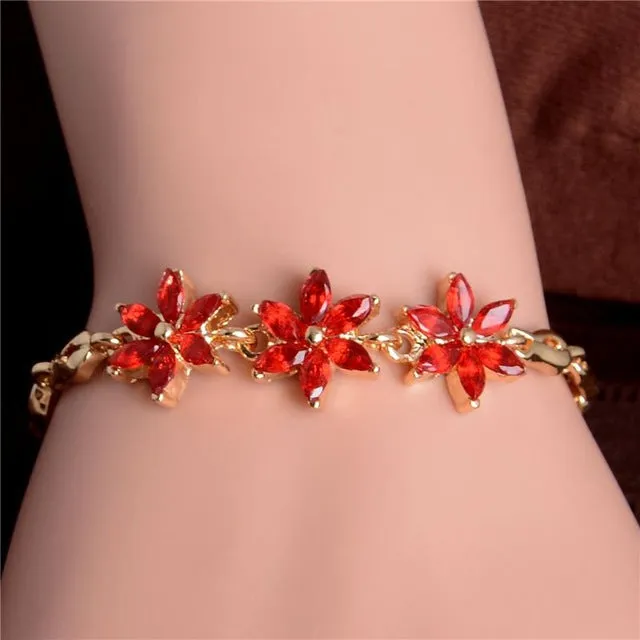 MISANANRYNE New 5 colors Beautiful Bracelet for Women Colorful Austrian Crystal Fashion Heart Chain Bracelet Wholesale