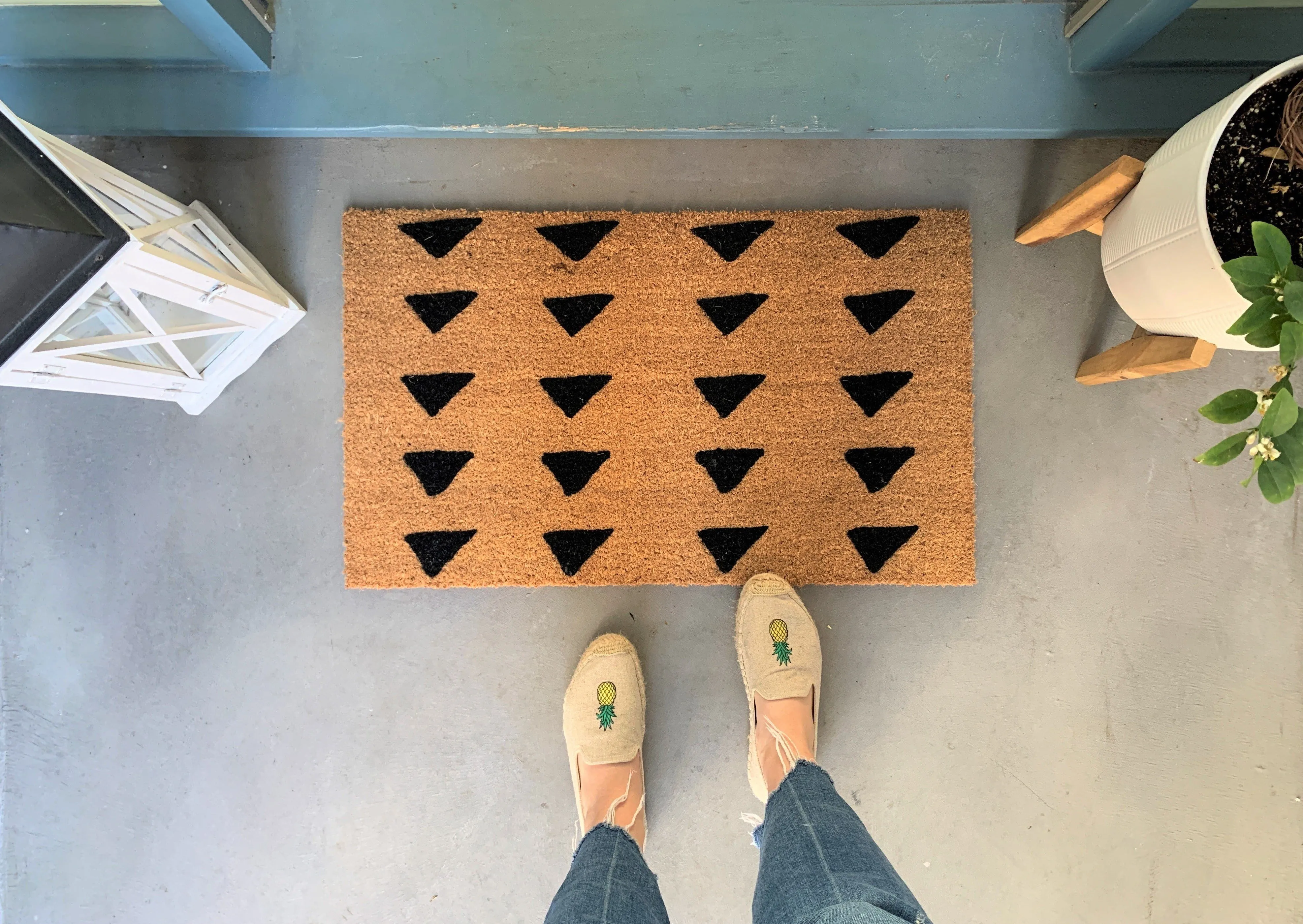 Mudcloth Triangles Boho Outdoor Doormat