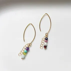 Multicolor Gemstone Stack earrings on gold filled