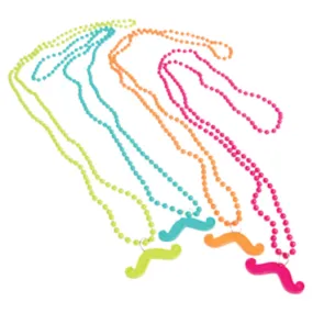 Neon Mustache Bead Necklaces Party Favor (1 Dozen)