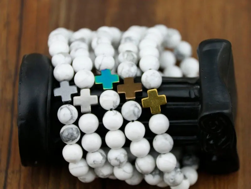 New Arrival Mens Beaded Jewelry 8mm Lava Stone Beads Gallstone Cross Bracelets Party Gift Yoga Jewelry