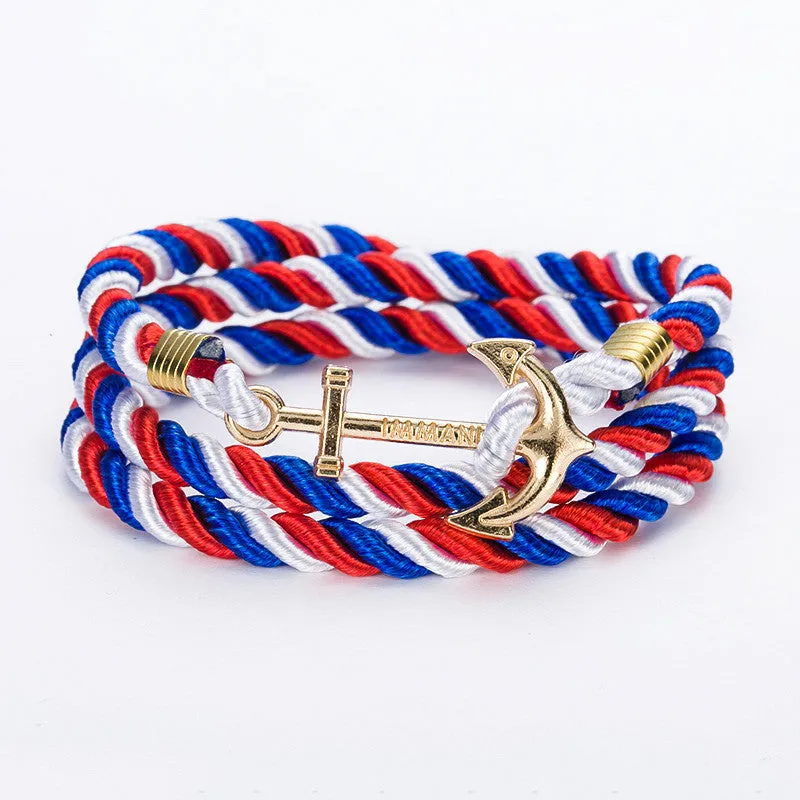 New Arrive DIY Rope Black Blue Anchor Bracelet Fashion Women Men Hooks Bracelet Bangle Charm Bracelets Jewelry