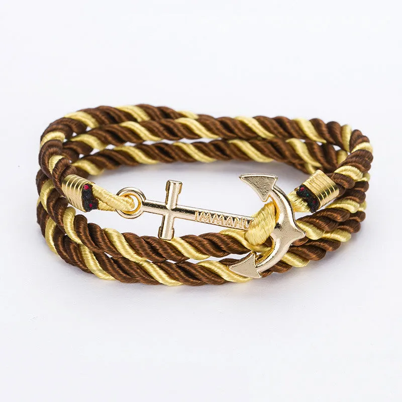 New Arrive DIY Rope Black Blue Anchor Bracelet Fashion Women Men Hooks Bracelet Bangle Charm Bracelets Jewelry