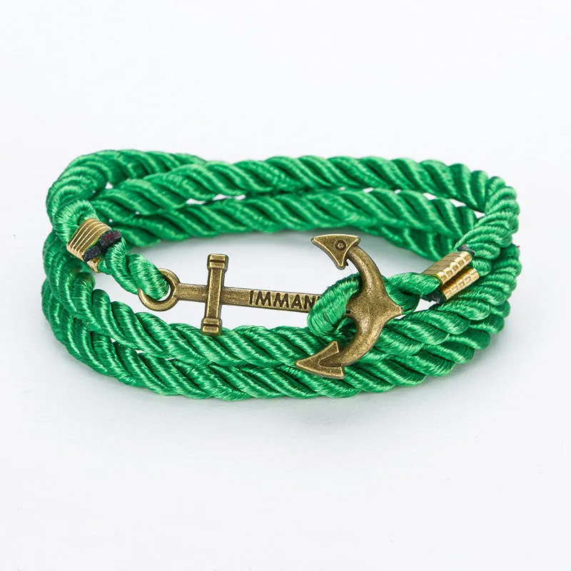 New Arrive DIY Rope Black Blue Anchor Bracelet Fashion Women Men Hooks Bracelet Bangle Charm Bracelets Jewelry
