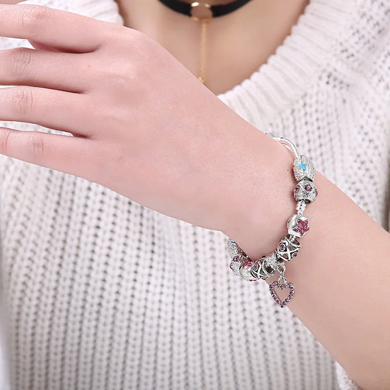 New Fashion Bracelet DIY Bead Bracelets Charm Bracelets for Women Silver Plated Chain Bracelet Beads Jewelry Best Gfit