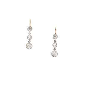 Old Mine Cut Three Diamond Earrings