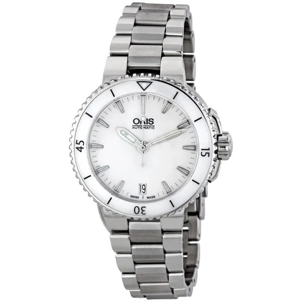 Oris Aquis Date Steel & Ceramic Ladies Watch 733-7652-4156MB 01 733 7652 4156-07 8 18 01P