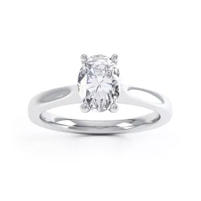 Oval Cut Centre Stone, 4 claws, Diamond Engagement Ring with Knife edge shoulders