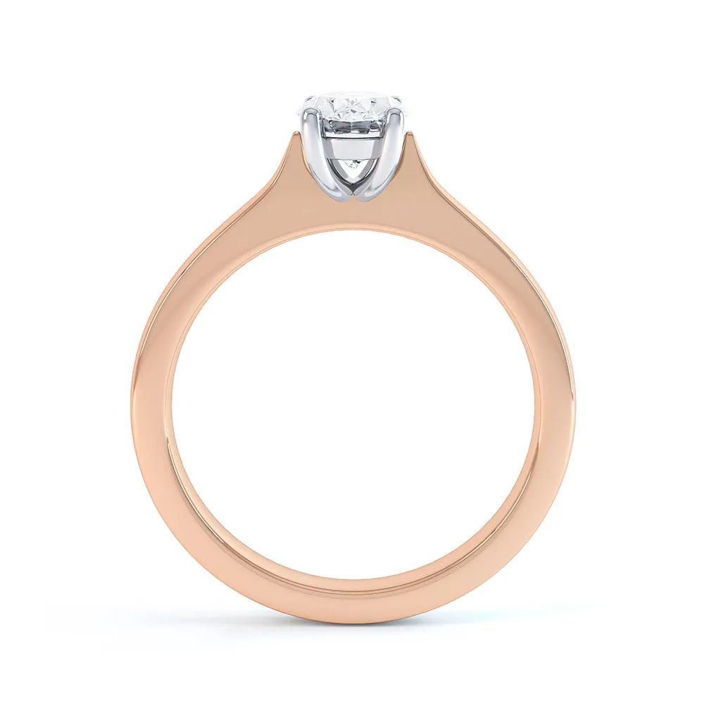 Oval Cut Centre Stone, 4 claws, Diamond Engagement Ring with Knife edge shoulders