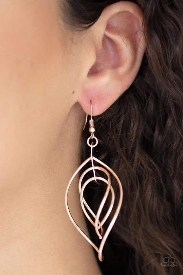Paparazzi Earring ~ Asymmetrical Allure - Rose Gold