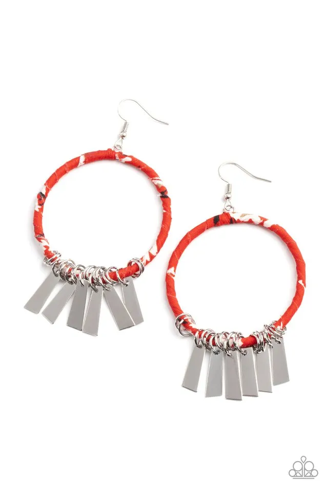 Paparazzi Earring ~ Garden Chimes - Red