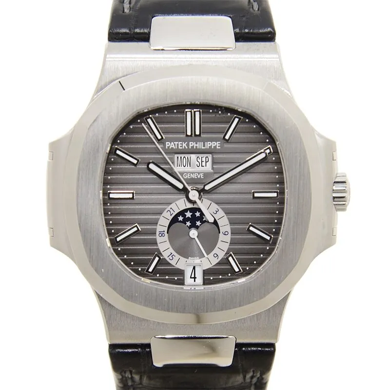 Patek Philippe Nautilus Automatic GMT Moonphase Black Dial Stainless Steel Men's Watch 5726A-001