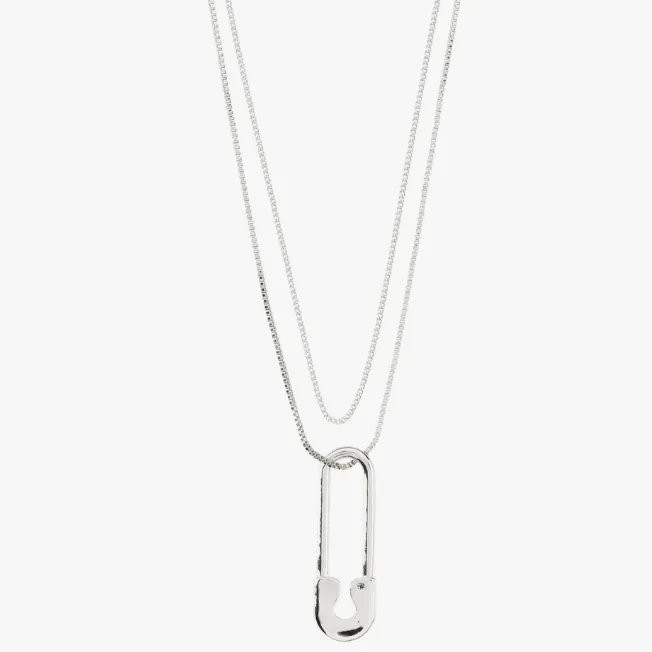 Pilgrim Pace Silver Safety Pin Pendant Necklace