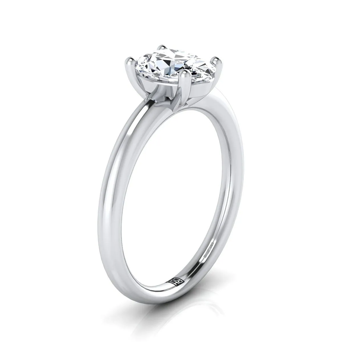 Platinum Oval Rounded Comfort Fit Solitaire Engagement Ring