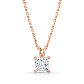 Princess Diamond Solitaire Pendant In A Platinum 4-prong Basket Setting, 1.25ct. T.w. (hi, Si1-si2)