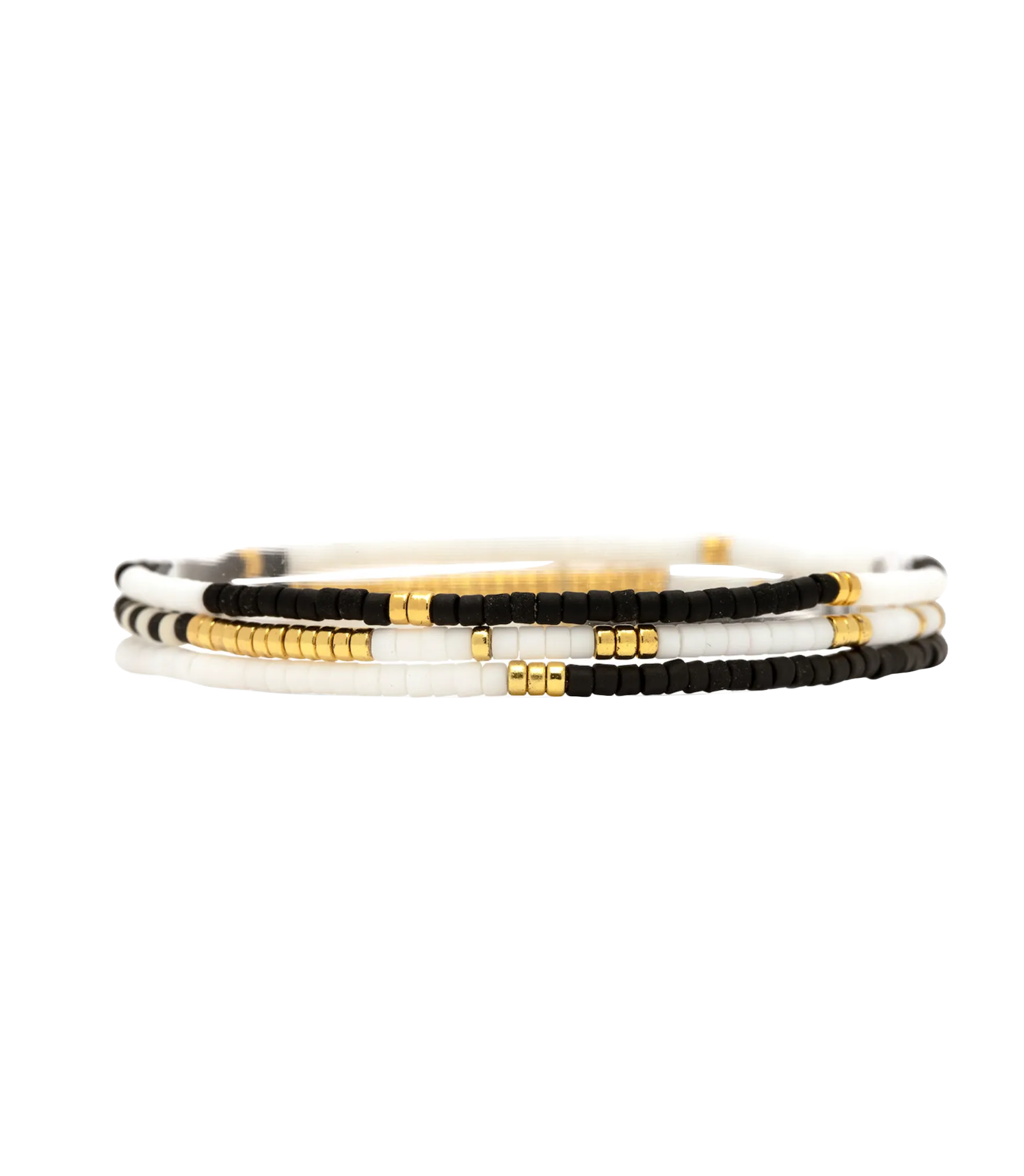 Pura Vida Mixed SB Gd Stretch Bclt Set of 3 Monochrome