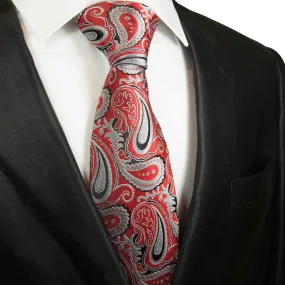Red and Grey Paisley Silk Necktie