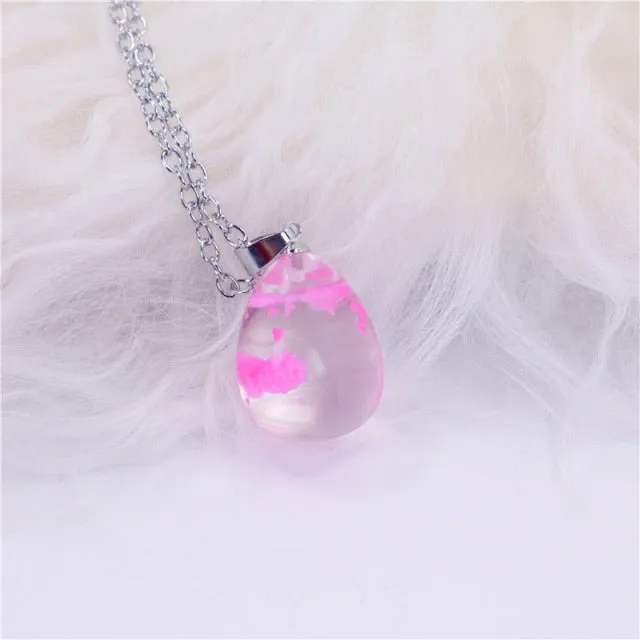 Resin Rould Ball Moon Pendant Necklace Women Blue Sky White Cloud Necklace