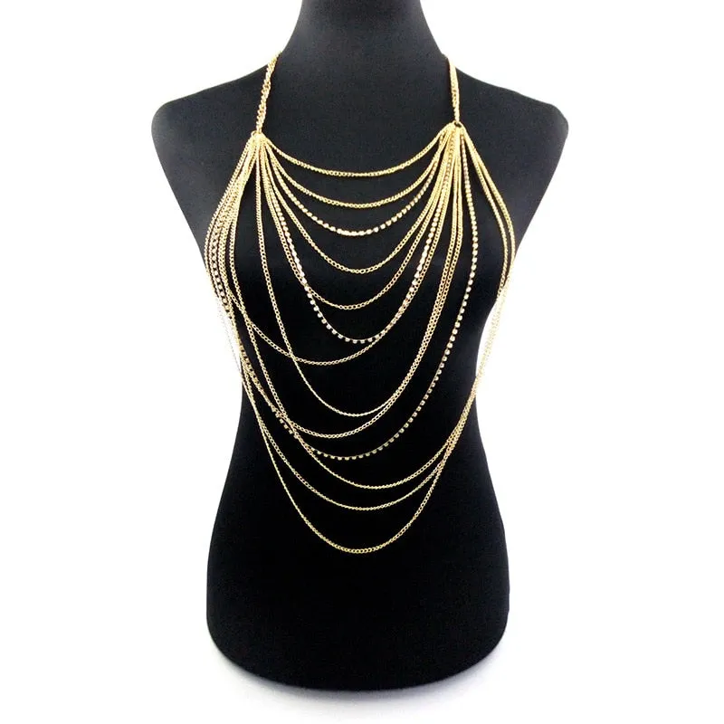 Rhinestones Tassels Necklace | Rhinestone Party Accessories - Chain