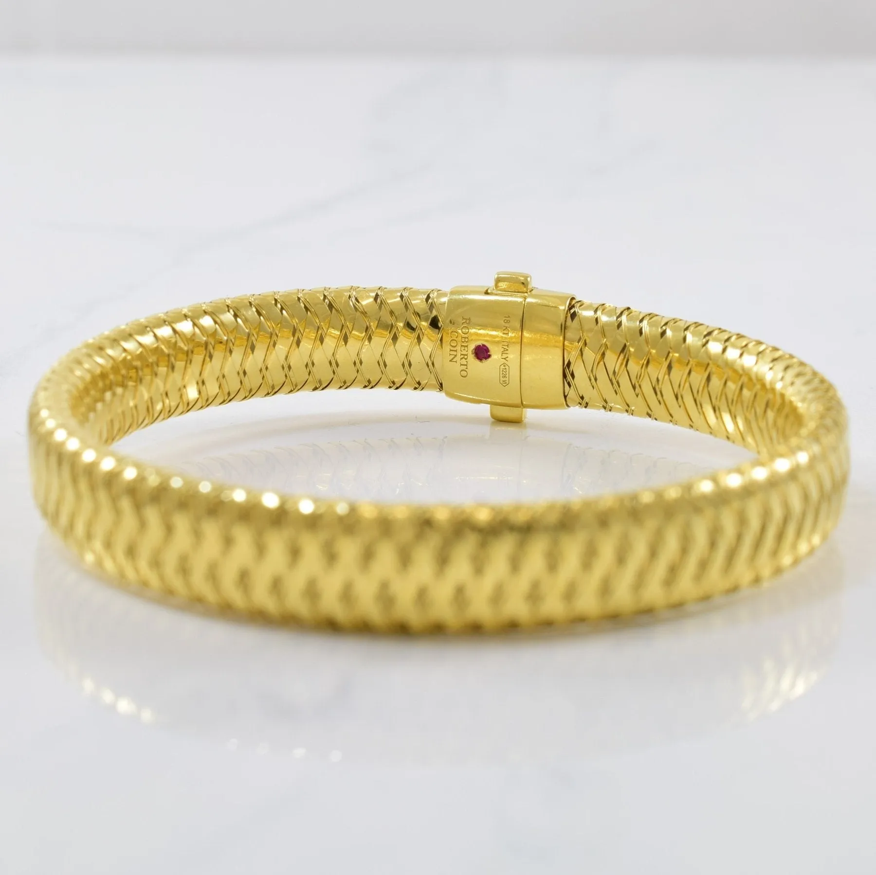 'Roberto Coin' Flexible Bangle With Diamonds | 0.10ctw | 7.5" |