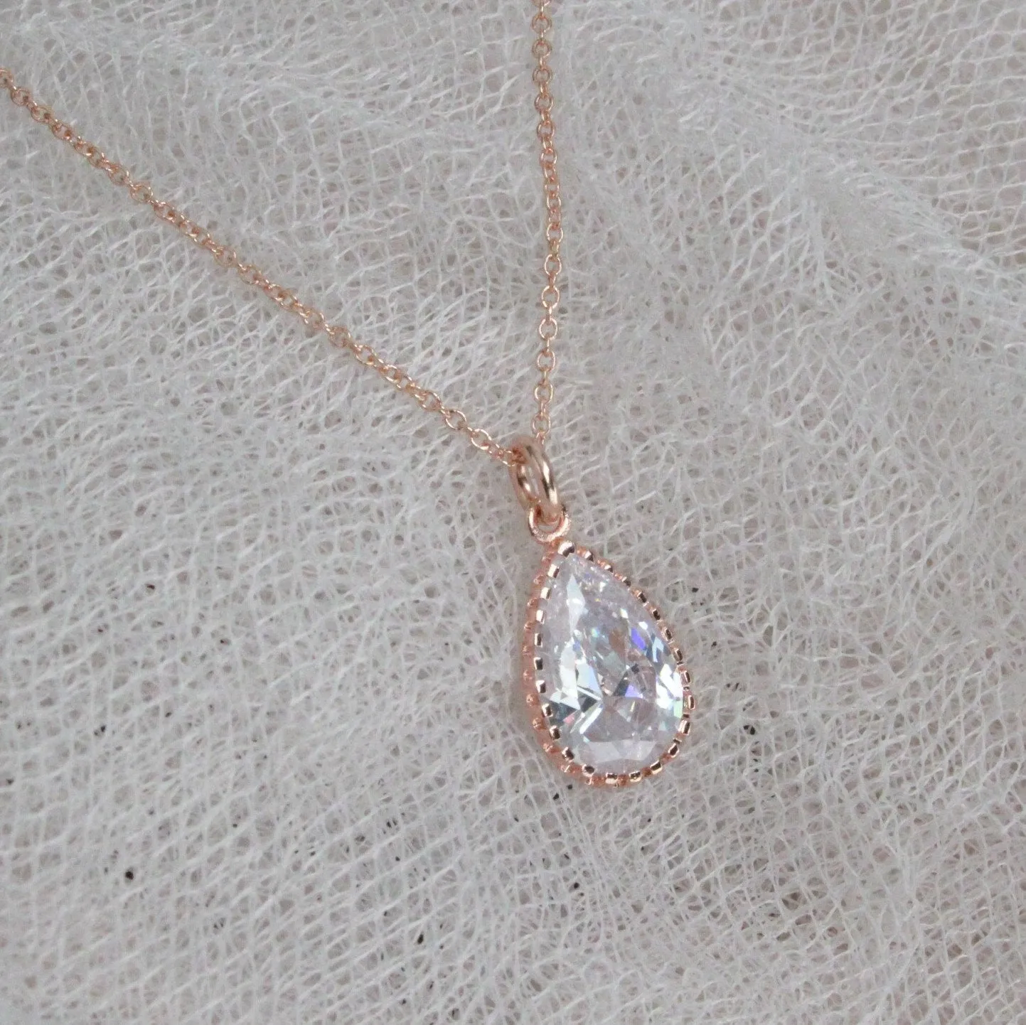 Rose Gold Crystal Dangle Earrings & Necklace Set