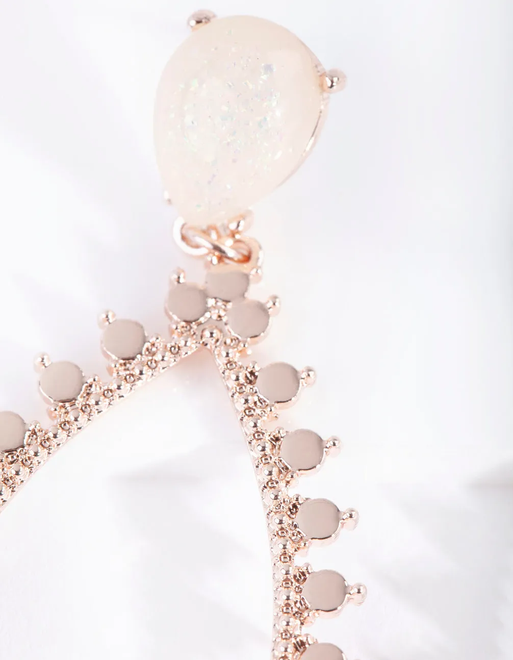 Rose Gold Iridescent Stone Teardrop Earrings
