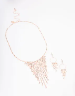 Rose Gold Teardrop Diamante Jewellery Set