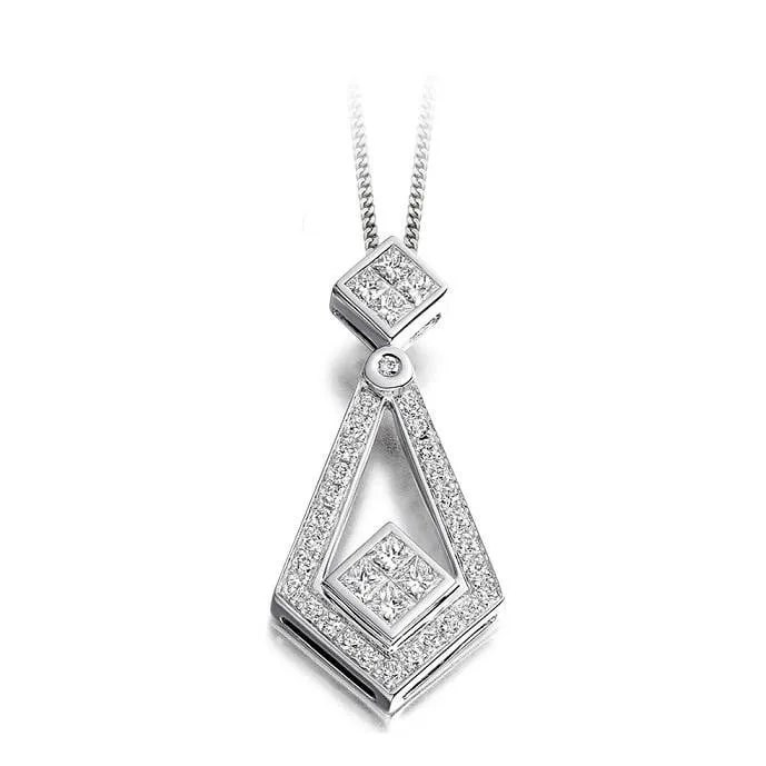 Round & Princess Cut 0.52 CTW Diamond Drop Pendant G/Si