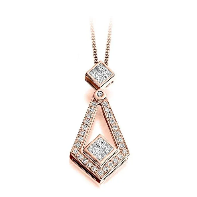 Round & Princess Cut 0.52 CTW Diamond Drop Pendant G/Si