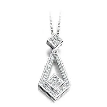 Round & Princess Cut 0.52 CTW Diamond Drop Pendant G/Si