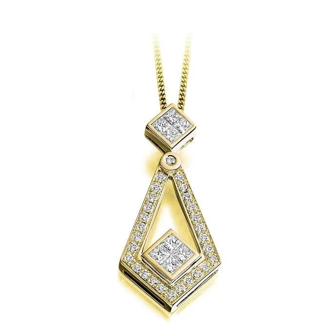 Round & Princess Cut 0.52 CTW Diamond Drop Pendant G/Si