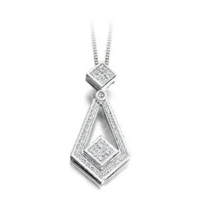 Round & Princess Cut 0.52 CTW Diamond Drop Pendant G/Si